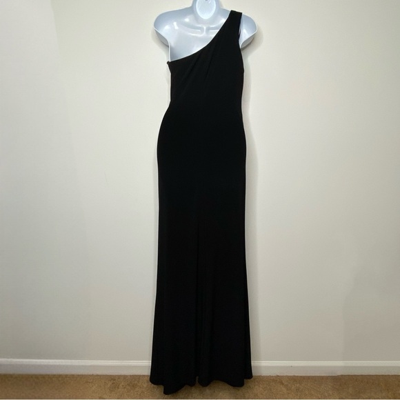 Betsy & Adam One Shoulder Ruffle Front Evening Gown - Picture 3 of 14